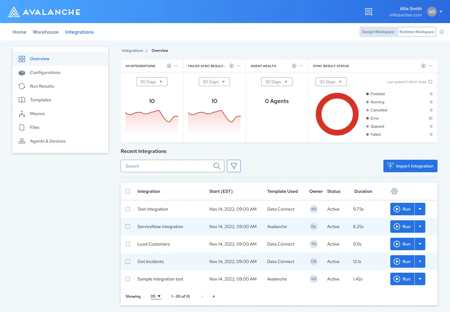 screenshot of Actian Data Platform